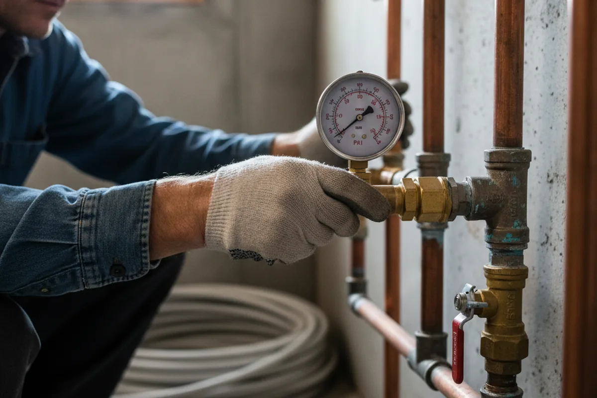 Pressure testing a repaired line during Water Line Repair in Hartford